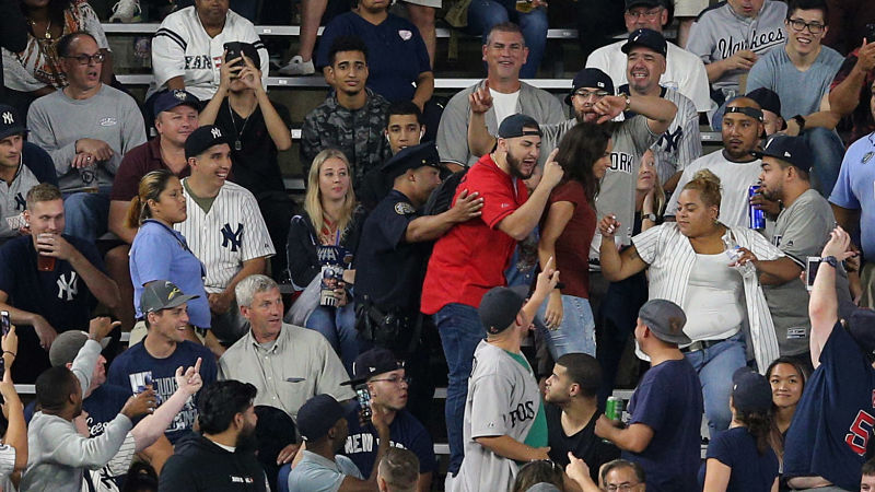 Watch Yankees Fans Chuck Beer At Red Sox Fans After Boston