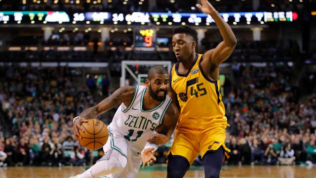 Boston Celtics guard Kyrie Irving and Utah Jazz guard Donovan Mitchell