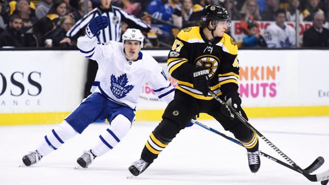 Toronto Maple Leafs forward Mitchell Marner and Boston Bruins defenseman Torey Krug