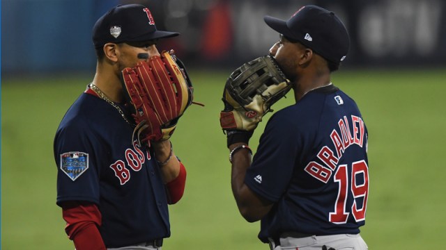 Los Angeles Dodgers Outfielders Mookie Betts And Red Sox Outfielder Jackie Bradley Jr.