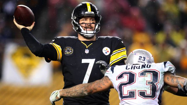 Pittsburgh Steelers quarterback Ben Roethlisberger and New England Patriots safety Patrick Chung