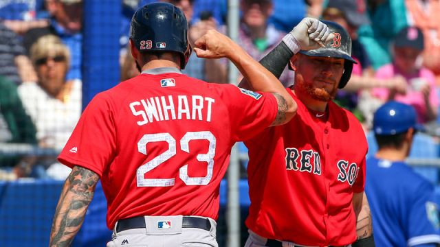 Boston Red Sox catchers Blake Swihart and Christian Vazquez