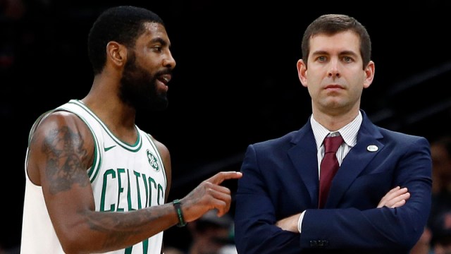 Boston Celtics Guard Kyrie Irving And Head Coach Brad Stevens