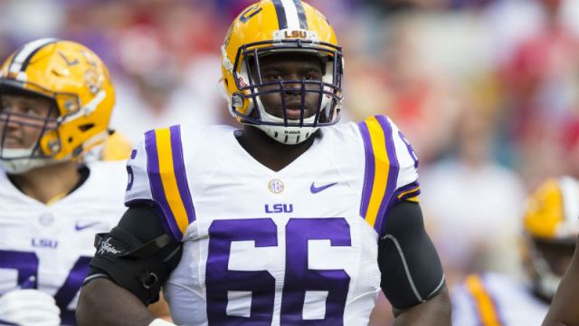 LSU Tigers offensive tackle Toby Weathersby