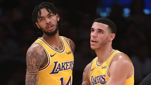 Los Angeles Lakers forward Brandon Ingram and Lonzo Ball