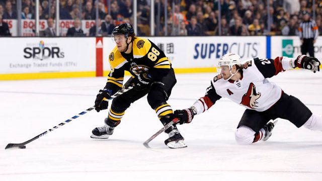 Boston Bruins forward David Pastrnak and Arizona Coyotes defenseman Oliver Ekman-Larsson