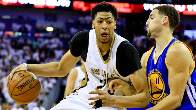 New Orleans Pelicans forward Anthony Davis and Golden State Warriors guard Klay Thompson