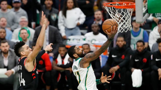 Toronto Raptors guard Danny Green and Boston Celtics guard Kyrie Irving