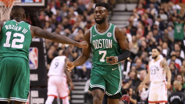 Boston Celtics guards Jaylen Brown and Terry Rozier