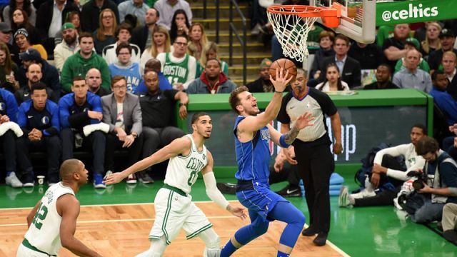 Boston Celtics forward Jayson Tatum and Dallas Mavericks guard Luka Doncic