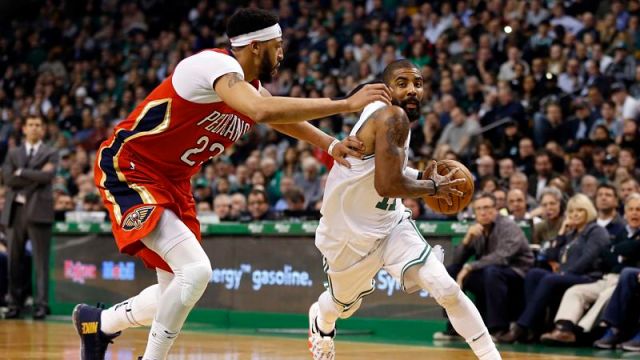 Boston Celtics guard Kyrie Irving and New Orleans Pelicans forward Anthony Davis