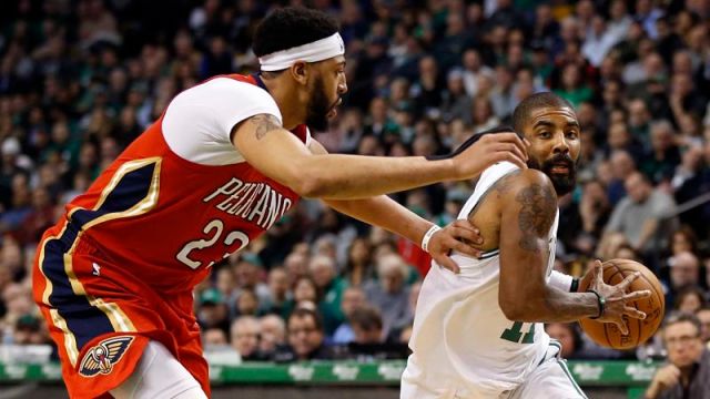 New Orleans Pelicans forward Anthony Davis and Boston Celtics guard Kyrie Irving
