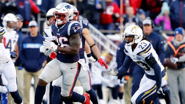 New England Patriots running back Sony Michel and Los Angeles Chargers safety Sony Michel