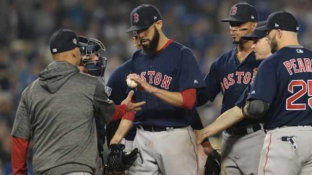 Boston Red Sox manager Alex Cora and pitcher David Price