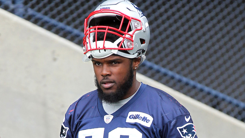 New England Patriots linebacker Ja'Whaun Bentley eyes down