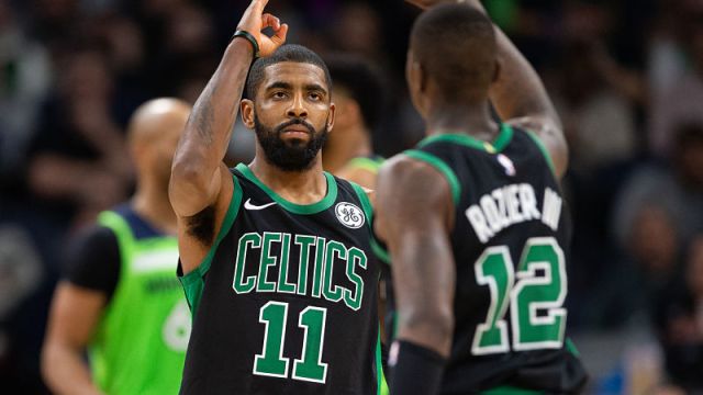 Boston Celtics guards Terry Rozier and Kyrie Irving
