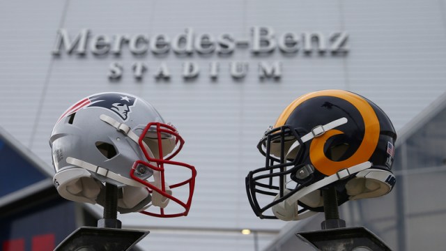 New England Patriots and Los Angeles Rams Helmets