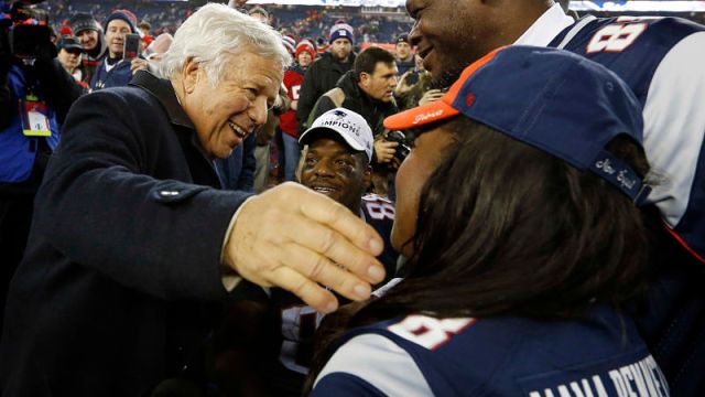 New England Patriots owner Robert Kraft and retired NFL tight end Martellus Bennett