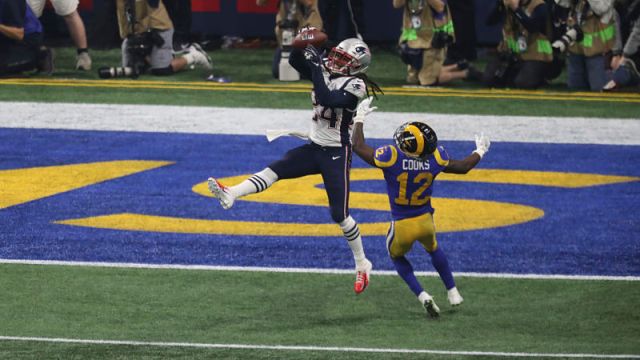 New England Patriots cornerback Stephon Gilmore and Los Angeles Rams wide receiver Brandin Cooks