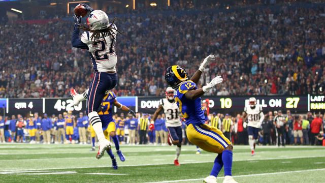 New England Patriots cornerback Stephon Gilmore and Los Angeles Rams wide receiver Brandin Cooks