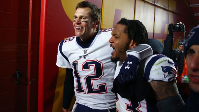 New England Patriots quarterback Tom Brady and safety Patrick Chung