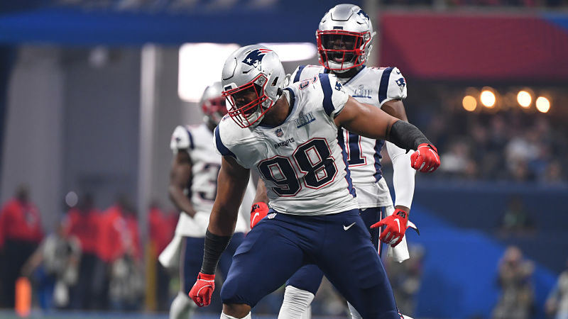 New England Patriots' Trey Flowers celebrates with the Vince Lombardi  Trophy after defeating the Atlanta Falcons in the NFL Super Bowl 51  football game Sunday, Feb. 5, 2017, in Houston. The Patrio …