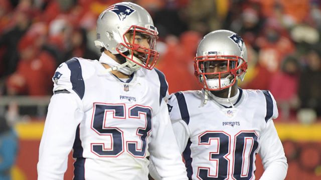 New England Patriots players Jason McCourty and Kyle Van Noy