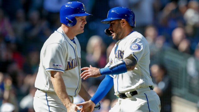 Seattle Mariners First Baseman Jay Bruce And Catcher Omar Narvaez