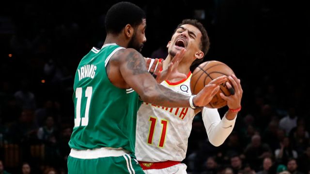 Boston Celtics guard Kyrie Irving and Atlanta Hawks guard Trae Young