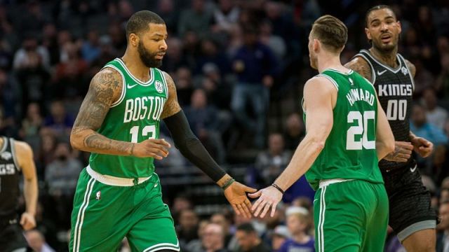 Boston Celtics forwards Marcus Morris and Gordon Hayward
