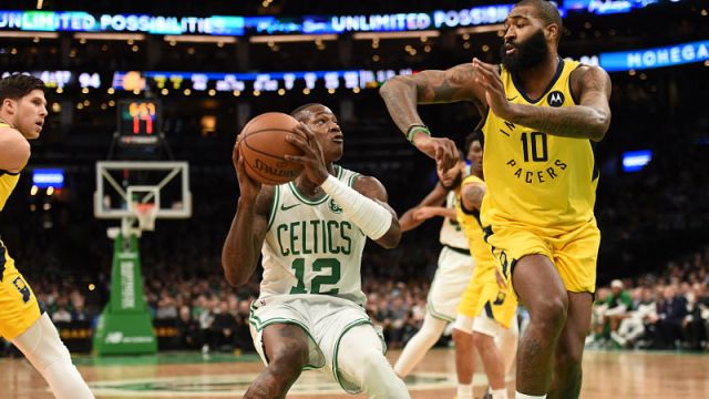 Boston Celtics guard Terry Rozier and Indiana Pacers forward Kyle O'Quinn
