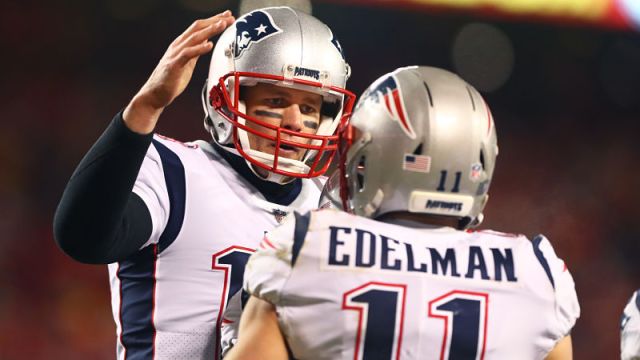 New England Patriots quarterback Tom Brady and wide receiver Julian Edelman
