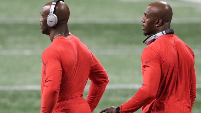 New England Patriots defensive backs Jason and Devin McCourty