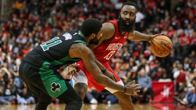 Boston Celtics Guard Kyrie Irving And Houston Rockets Guard James Harden