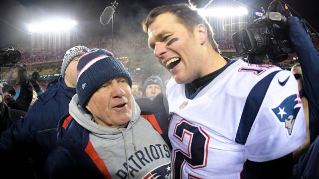 New England Patriots coach Bill Belichick and quarterback Tom Brady