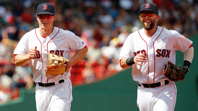 Boston Red Sox's Brock Holt And Dustin Pedroia