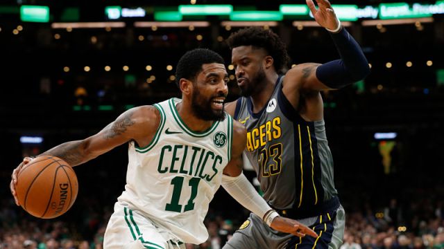 Boston Celtics guard Kyrie Irving and Indiana Pacers guard Wesley Matthews