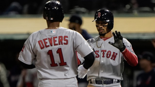 Boston Red Sox's Rafael Devers And Mookie Betts