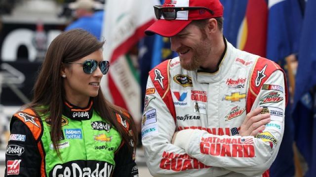 Retired NASCAR drivers Danica Patrick and Dale Earnhardt Jr.
