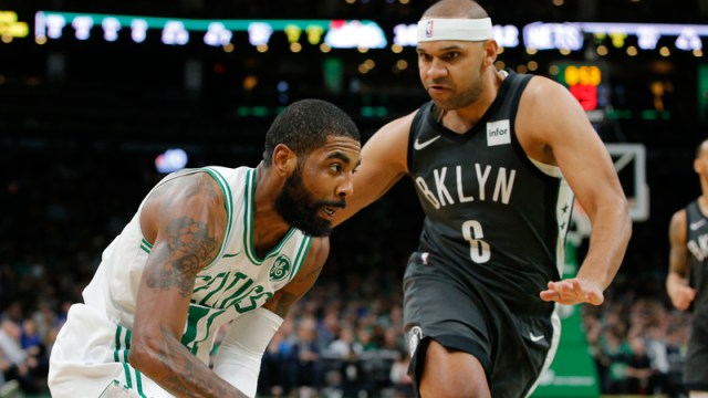 Nets forward Jared Dudley, Celtics guard Kyrie Irving