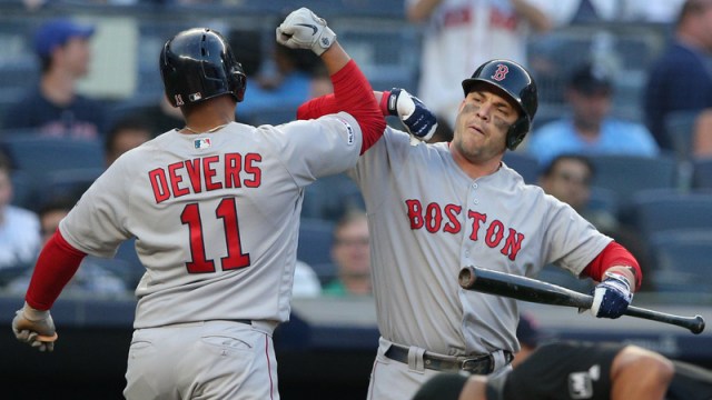 Boston Red Sox's Rafael Devers And Steve Pearce