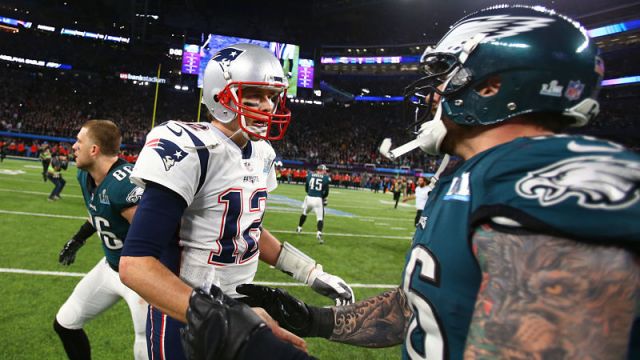 New England Patriots quarterback Tom Brady and Chris Long