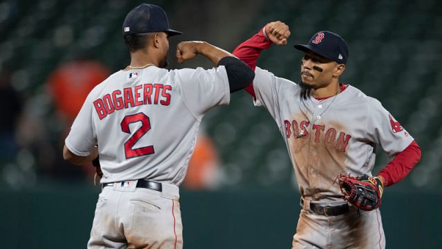 Boston Red Sox shortstop Xander Bogaerts and outfielder Mookie Betts