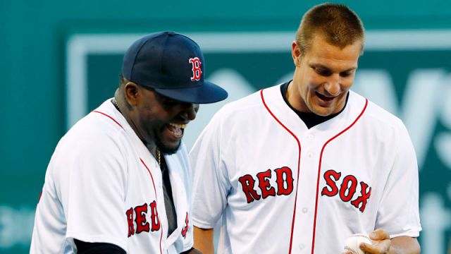 New England Patriots tight end Rob Gronkowski and former Boston Red Sox designated hitter David Ortiz