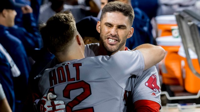 Boston Red Sox's J.D. Martinez And Brock Holt