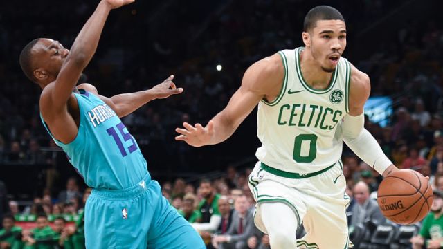 Boston Celtics forward Jayson Tatum and Charlotte Hornets guard Kemba Walker