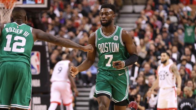Boston Celtics forward Jaylen Brown and guard Terry Rozier