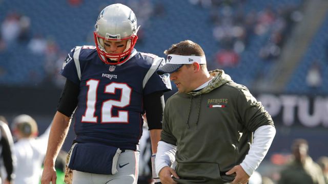 New England Patriots quarterback Tom Brady and offensive coordinator Josh McDaniels