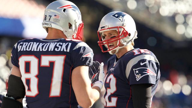 Rob Gronkowski and New England Patriots quarterback Tom Brady