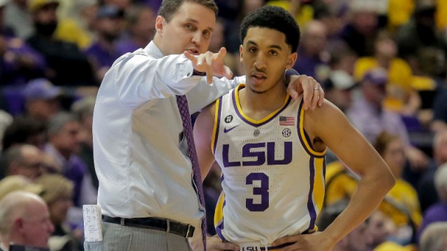 Former LSU Tigers guard Tremont Waters and head coach Will Wade